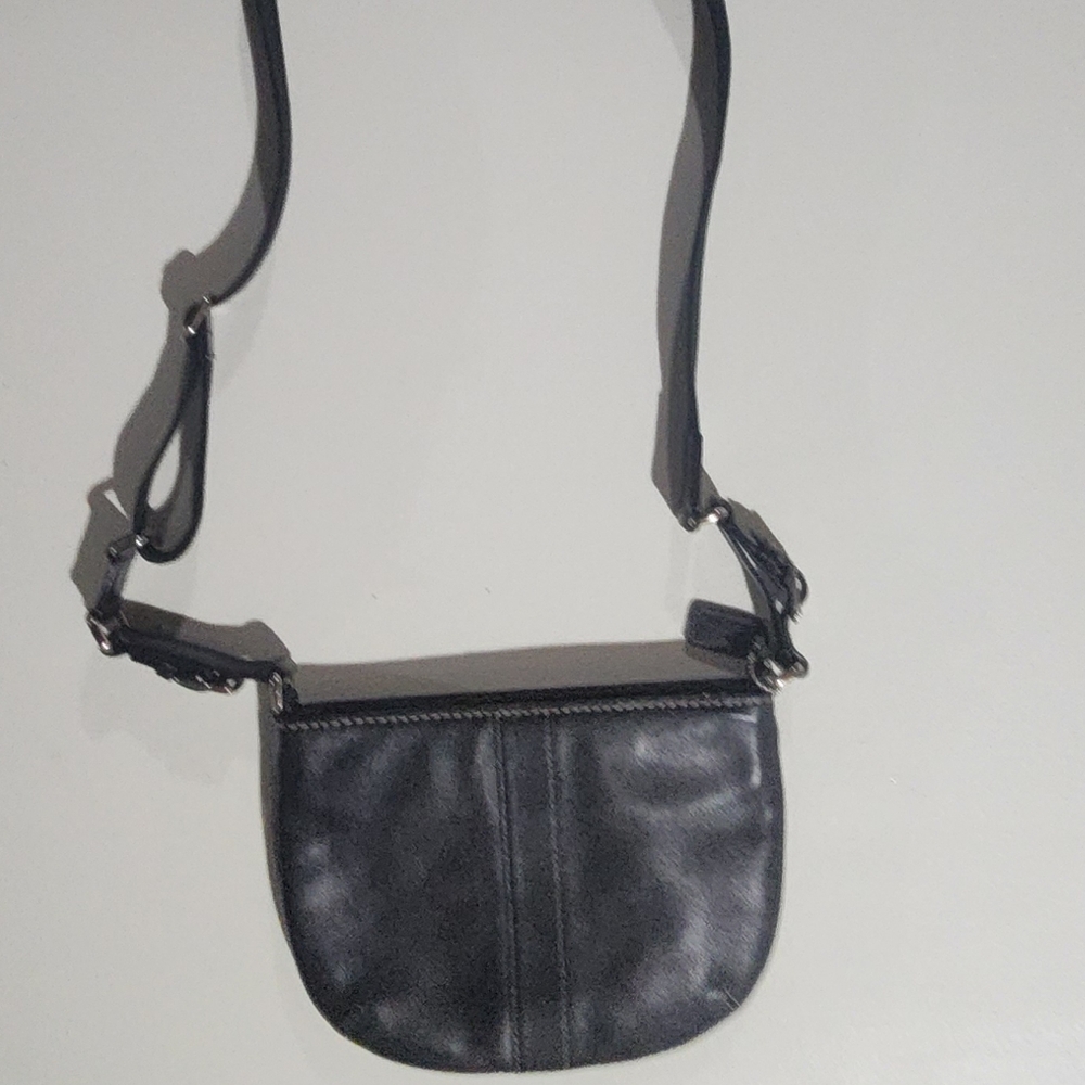 Vintage Coach Black Leather Swingpack Bag Tassel Crossbody Messenger Purse - Picture 5 of 11